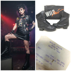 Vtg NEW 1994 Wild Pair Sz 7.5 Inca Black Leather Granny Combat Boots Goth Punk